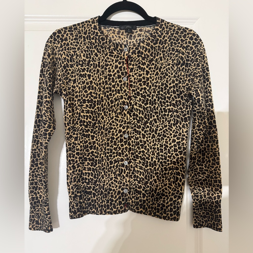 Vintage J. Crew Leopard Print Cardigan Shirt XS